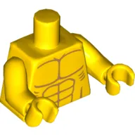 Torso Bare Chest with Muscles and Ribs Print, Yellow Arms and Hands
