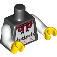 Torso White Apron with Red Ribbon Print, White Arms, Yellow Hands