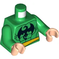 Torso Muscles Outline with Dragon Print (Iron Fist), Green Arms, Light Nougat Hands