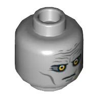 Minifig Head Darth Malgus, Yellow Eyes, Wrinkled Brow, Scar Print [Blocked Open Stud]