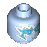 Minifig Head Zane, Ice Energy Print [Hollow Stud]