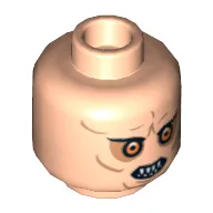 Minifig Head Bib Fortuna, Bared Teeth, Orange Eyes and Wrinkles Print
