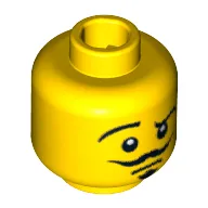 Minifig Head Actor, Moustache, Goatee, Raised Eyebrow, Smirk / Open Mouth Scared Print