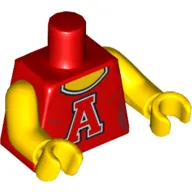 Torso Top with Scoop Neck and Red 'A' Print, Yellow Arms and Hands