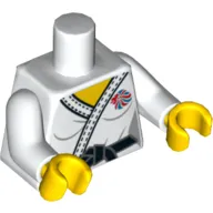 Torso Judo Kimono with Black Belt and Team GB Logo Print, White Arms, Yellow Hands