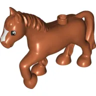 Duplo Animal Horse with one Stud and Raised Hoof with White Blaze Print