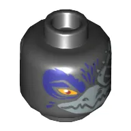 Minifig Head Rizzo, Dual Sided, Raven with Silver Beak, Eyepatch and Dark Purple Feathers, Wide / Narrow Eye Print [Hollow Stud]