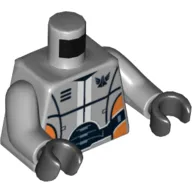 Torso Robot with Wide Black Belt and Orange Plates on Sides, with Galaxy Squad Logo Print, Light Bluish Gray Arms, Black Hands