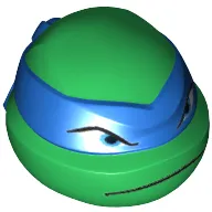 Minifig Head Special, Ninja Turtle with Blue Mask and Frown Print (Leonardo)