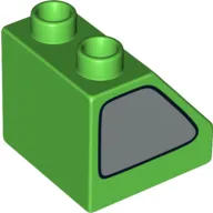 Duplo Brick 2 x 2 Slope 45° with Silver Window Print on Both Sides