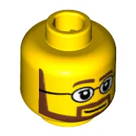 Minifig Head, Neat Brown Beard with White Pupils and Glasses Print