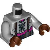Torso Armor with Suspenders and Utility Belt over Purple Shirt Print, Light Bluish Gray Arms, Reddish Brown Hands