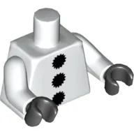 Torso 3 Black Pom Poms Print, White Arms, Black Hands
