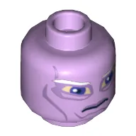 Minifig Head Umbaran Soldier, Large Purple Eyes and White Eyebrows Print [Hollow Stud]