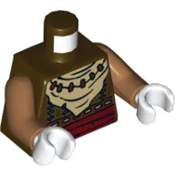 Torso Tribal Vest, Dark Red Belt and White Neckerchief Print, Medium Nougat Arms, White Hands