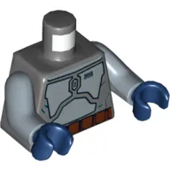 Torso Armor Plates Metallic Silver Print, Sand Blue Arms, Dark Blue Hands