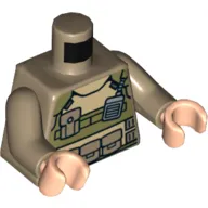Torso Armor, Olive Green Body Chestplate, with Radio and Pockets Print, Dark Tan Arms, Light Nougat Hands