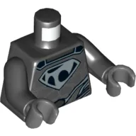 Torso Shirt with Muscles, Tor-An Silver Chest Emblem and Oval Belt Buckle Print, Black Arms, Dark Bluish Gray Hands