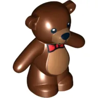 Animal, Bear / Teddy, Arms Down with Black Eyes, Nose, Mouth and Red Bow Tie Print
