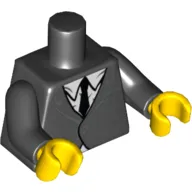 Torso Suit with White Shirt and Black Tie Print, Black Arms, Yellow Hands
