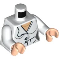 Torso Lab Coat with 2 Pockets, Buttons and Gold Necklace Print, White Arms, Light Nougat Hands