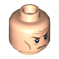 Minifig Head Elrond, Dual Sided, Brown Eyebrows, Cheek Lines, Smile / Frown Print [Hollow Stud]