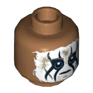 Minifig Head Tonto, Dual Sided, Face Paint, Neutral / Mouth Open Frown Print [Hollow Stud]