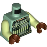 Torso Armor with Gold and Light Green Scales Print, Yellowish Green Arms, Reddish Brown Hands
