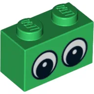 Brick 1 x 2 with Two Eyes with White Pupils Print