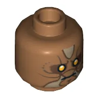 Minifig Head Jedi, Zabrak with Orange Eyes and Dark Tan Markings Print [Hollow Stud]