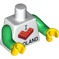 Torso I 'L Brick' LEGOLAND Print, Green Arms, Yellow Hands