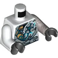 Torso, Odd Arms, Nindroid Components and Ice Logo Print, Left Flat Silver Arm, Right White Arm, Black Hands