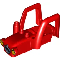 Duplo Tractor Body with 2 Studs, Exhaust Pipe, and Radiator with Rabbit and Yellow Headlights Print