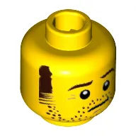 Minifig Head Larry the Barista, Brown Sideburns, Stubble and Eyebrows, Neutral Mouth [Hollow Stud]