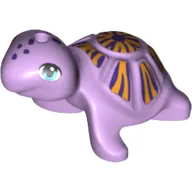 Animal, Turtle with Dark Purple Spots and Dark Purple and Orange Shell Print