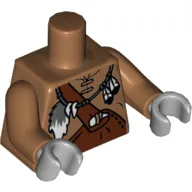 Torso Leather Shirt with Reddish Brown Overalls and Feathers and Tail Print, Medium Nougat Arms, Light Bluish Gray Hands