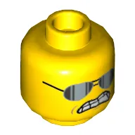 Minifig Head Bad Cop, Glasses, Open Smile with Teeth and Tongue / Sunglasses, Clenched Teeth Print