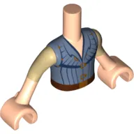 Minidoll Torso Boy with Light Nougat Arms and Hands with Tan Sleeves and Sand Blue Shirt Print