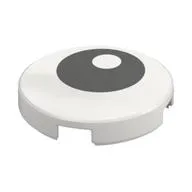 Tile Round 2 x 2 with Bottom Stud Holder with Offset Black Eye Print