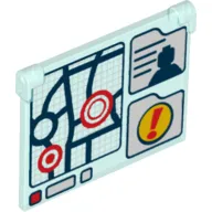Glass for Window 1 x 4 x 3 - Opening with Map, Minifig Silhouette and Exclamation Mark Print