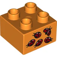 Duplo Brick 2 x 2 with 5 Ladybugs Print