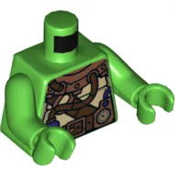 Torso Turtle Shell with Gauge and Purple Diving Bottles Print, Bright Green Arms and Hands