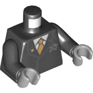 Torso Suit with Ultra Agents Logo and Gold Tie Print, Black Arms, Light Bluish Gray Hands