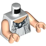 Torso Dress with Metallic Silver Robe and Ornate Silver Brooch Print (Galadriel), Light Nougat Arms and Hands