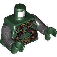 Torso Armor with Dark Brown and Gold Woven Straps and Belt and Large Gold Buckle Print, Pearl Dark Gray Arms, Dark Green Hands