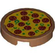 Tile Round 2 x 2 with Pizza 12 Pepperoni Print
