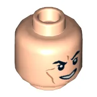 Minifig Head Boba Fett, Smile with Teeth, Arched Eyebrows, White Pupils and Scars Print [Hollow Stud]