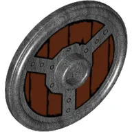 Shield Round with Stud and Raised Rim and Rivets and Circular Wood Planking Print