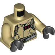Torso Jumpsuit with 'P.V.' ID Badge / 'PETER' on Back Print, Tan Arms, Black Hands
