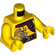 Torso Bare Chest, Muscles, Purple Snake Tattoos, Snake Buckle, Shoulder Strap Print, Yellow Arms and Hands
